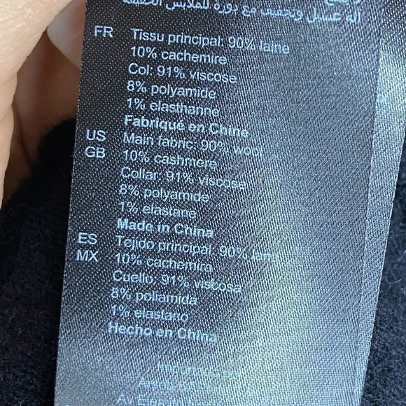 Sandro Colle Wool Cashmere Black Sweater V Neck  Size 2 - Picture 13 of 16